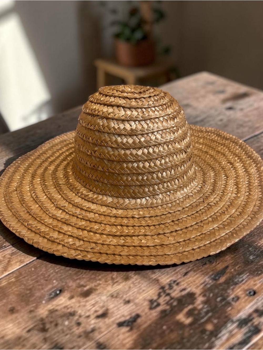 Vintage Hand Woven Classic Straw Sun Hat - Natural Beige